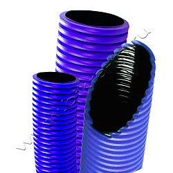 Двустенная гофрированная труба NASHORN d200мм (синяя) гофрированные