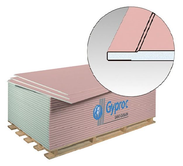 Гипсокартон огнестойкий ГКЛО, 12,5х1200х2500 мм, Gyproc