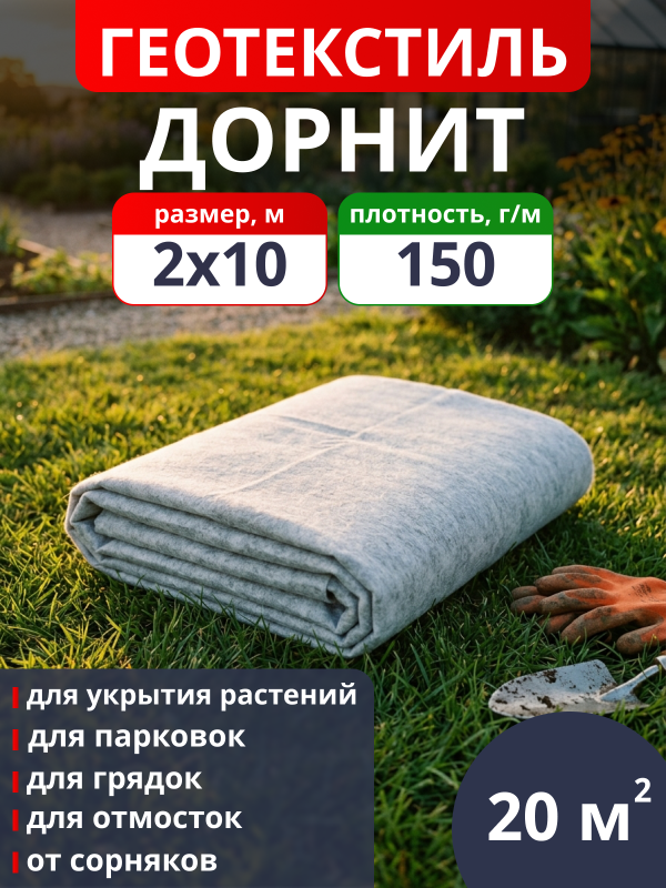Геотекстиль Дорнит 150 / фасовка 20 м2